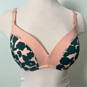 Lively Pink and Green Bra with Underwire and Adjustable Straps Racerback J Hook